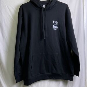 Ash Black Hoodie with White Motherhood Graphic